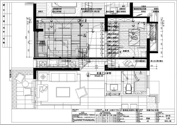 【深圳】现代风格三室两厅室内装修施工图（附效果图）-图二