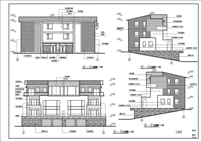 某地三层框架结构双拼别墅建筑设计方案_图1