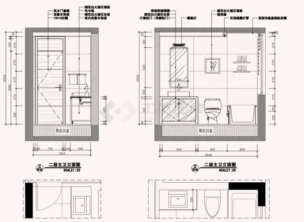 【深圳】现代风格复式住宅装修施工图（附效果图）-图一