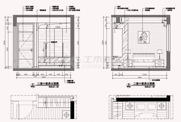 【深圳】现代风格复式住宅装修施工图（附效果图）-图二