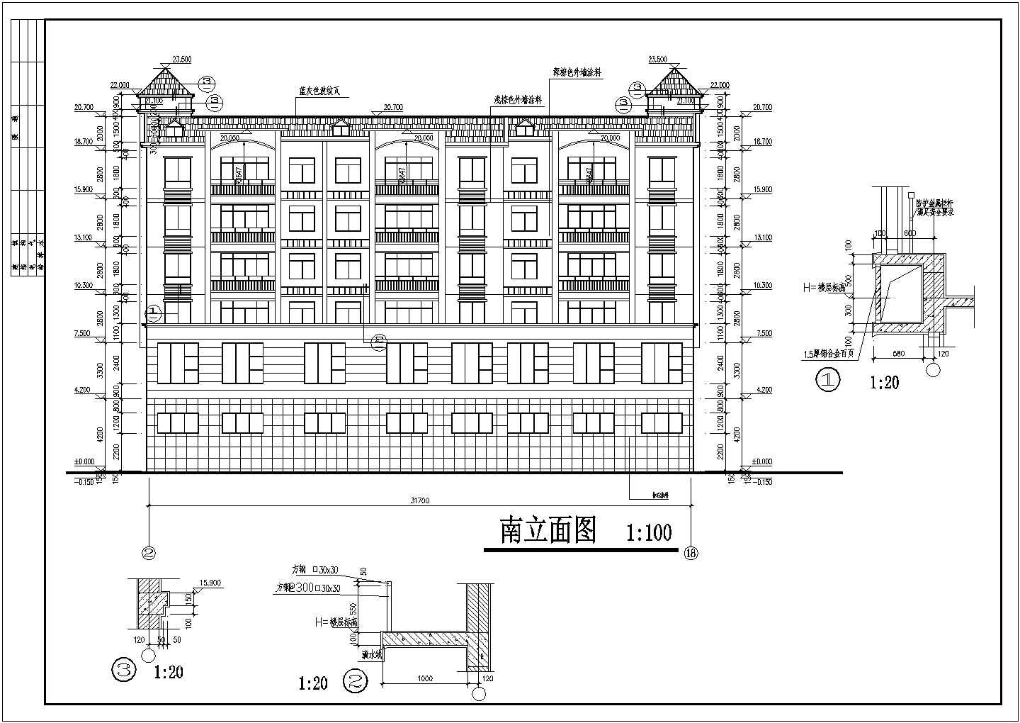 某地6层框架结构住宅楼建筑方案设计图