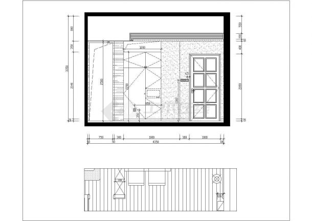 【广东】现代简约两室一厅室内装修施工图（含效果图和水电暖）-图二