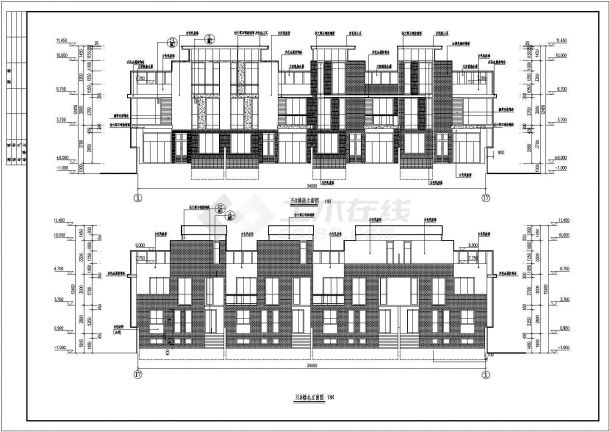 山东3层混凝土框架结构联排别墅建筑施工图-图二