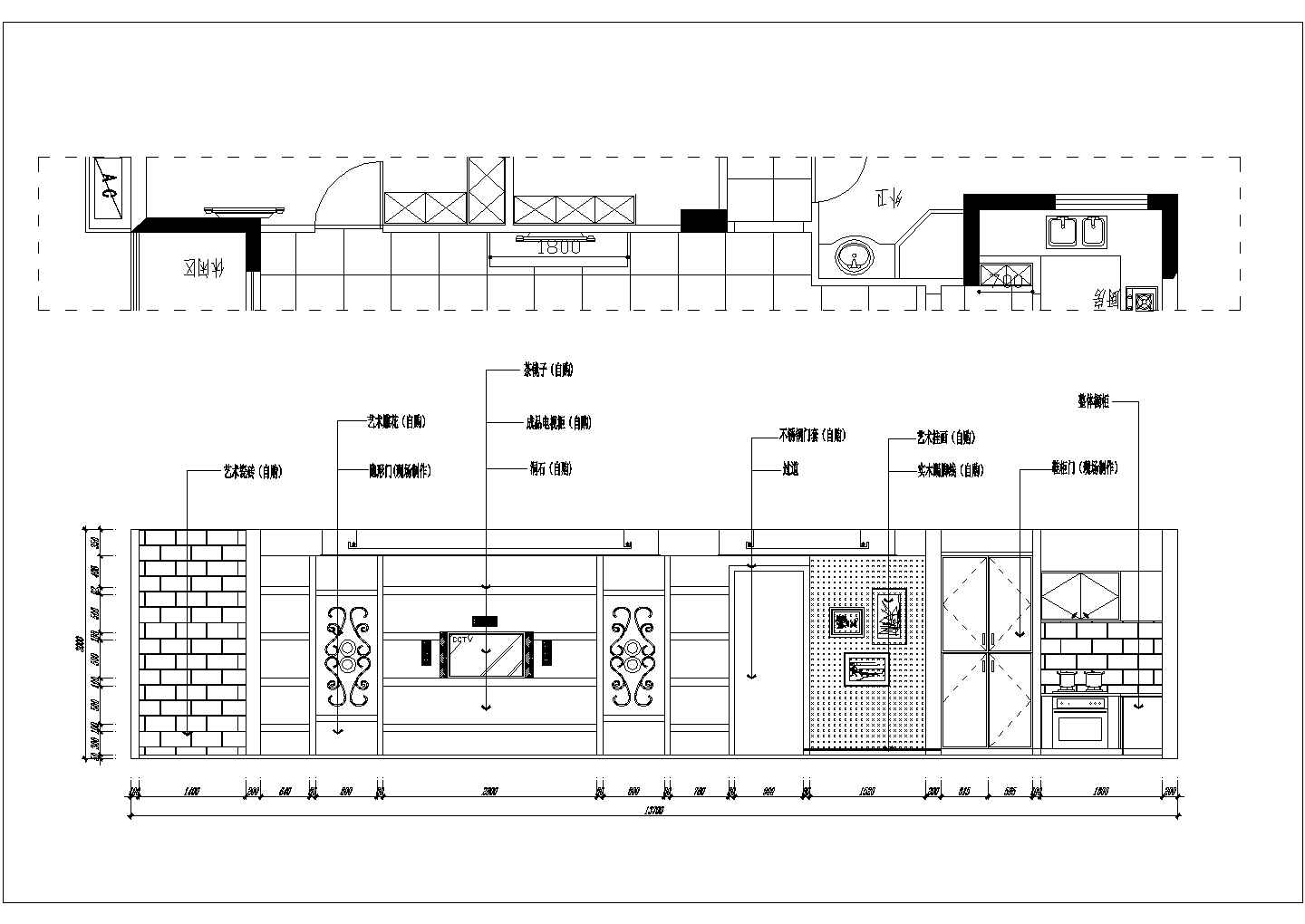 【瑞安】现代中式两室两厅住宅室内装修施工图（附效果图）