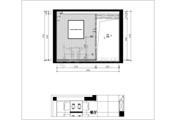 【杭州】两室两厅室内精装修施工图（附效果图）-图一