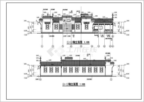 某民族特色会议室建筑结构设计施工图-图一