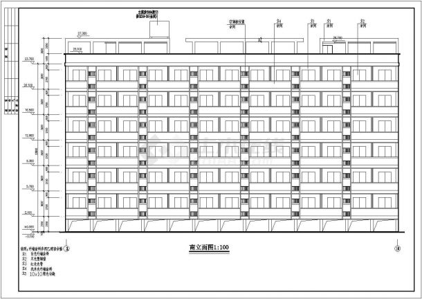 某地七层中学L型宿舍建筑施工图（单层24间）-图一