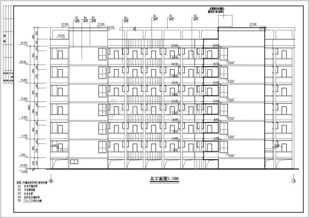 某地七层中学L型宿舍建筑施工图（单层24间）-图二