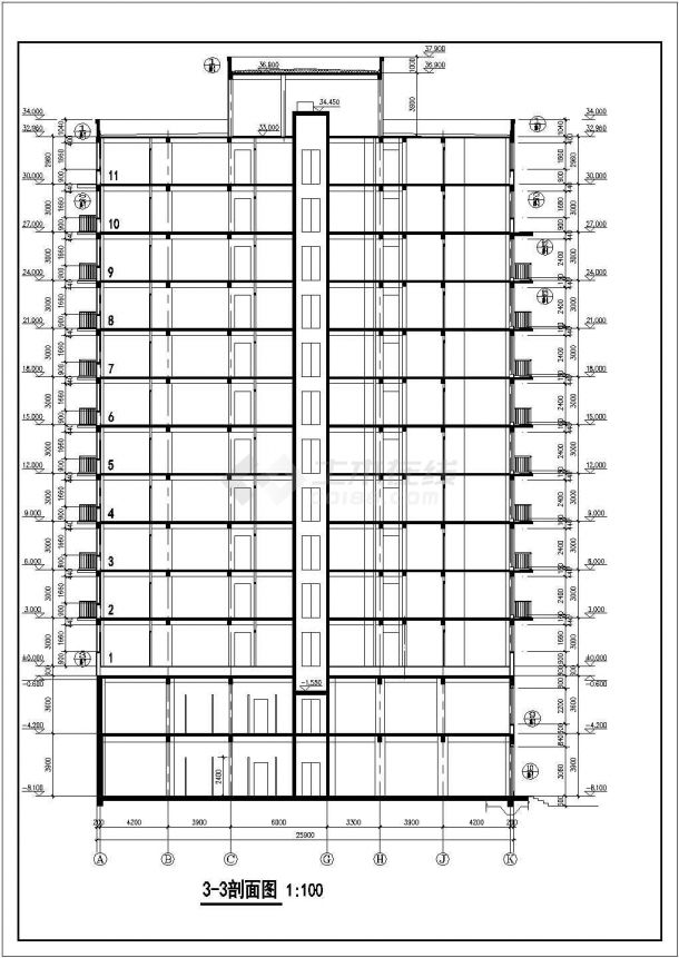 某地10层框剪结构住宅楼建筑设计方案图-图一