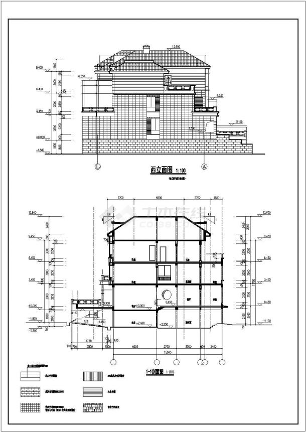 某地三层框架结构联排别墅建筑设计方案图纸-图二