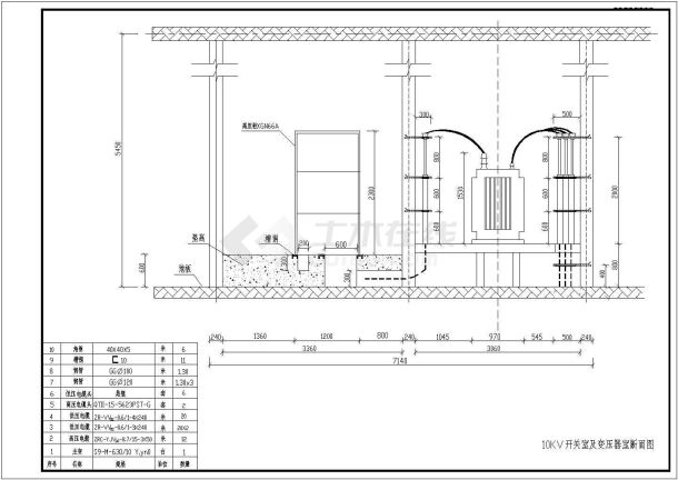 10KV开关室及变压器室断面图-图一