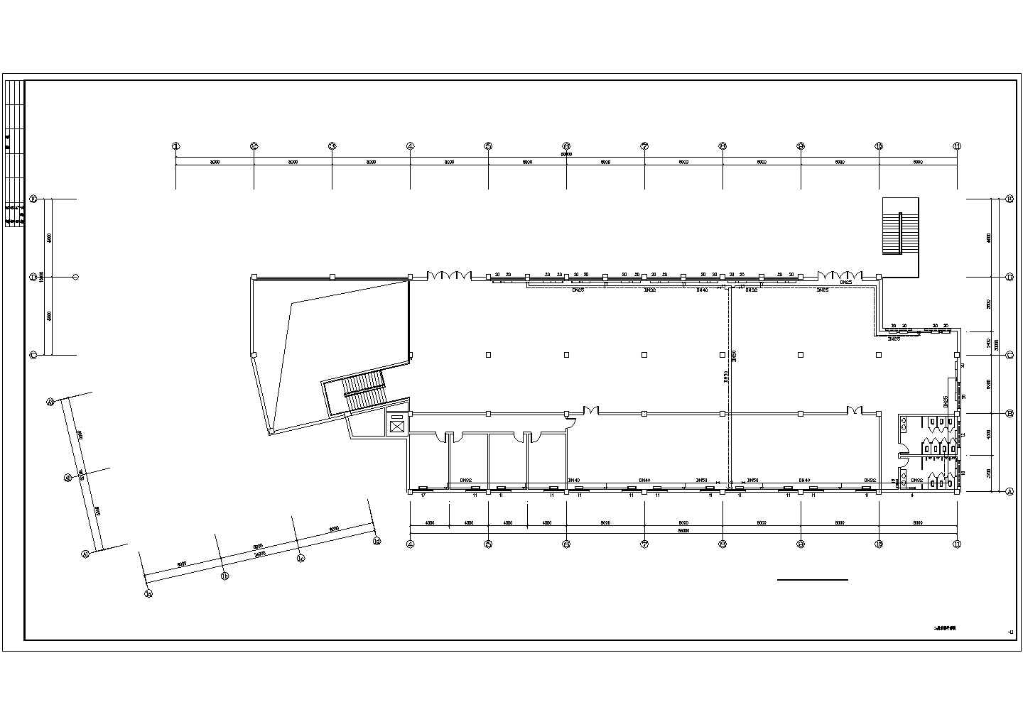 【河北】小型室内滑雪场建筑采暖系统设计施工图（含给排水设计）