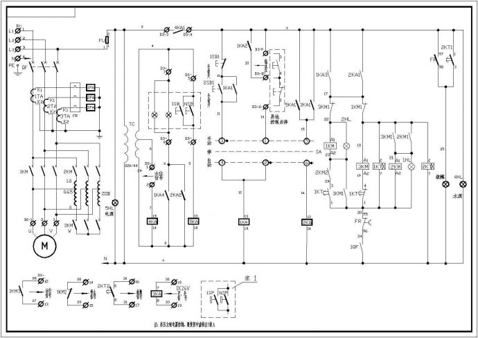 消防泵控制电气原理图纸设计_图1