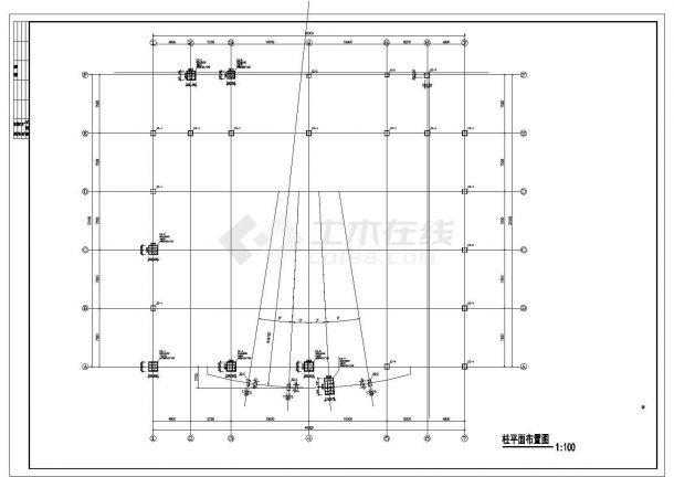 重庆某钢结构体育馆桁架结构全套施工图-图二