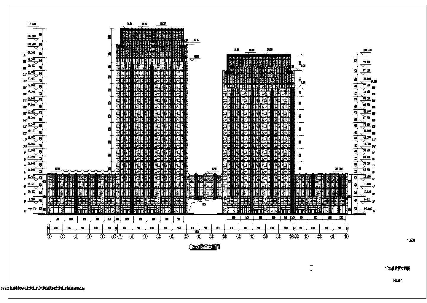 天津23层办公大厦建筑及外檐幕墙施工图