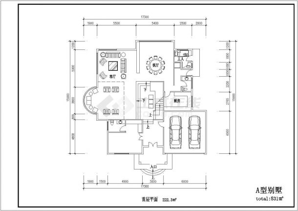 三层框架结构别墅建筑设计方案图纸（12套）-图一