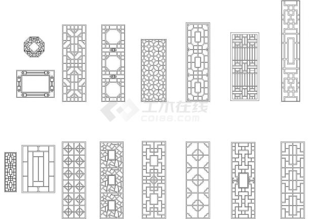 建筑设计CAD常用窗花类模块-图一
