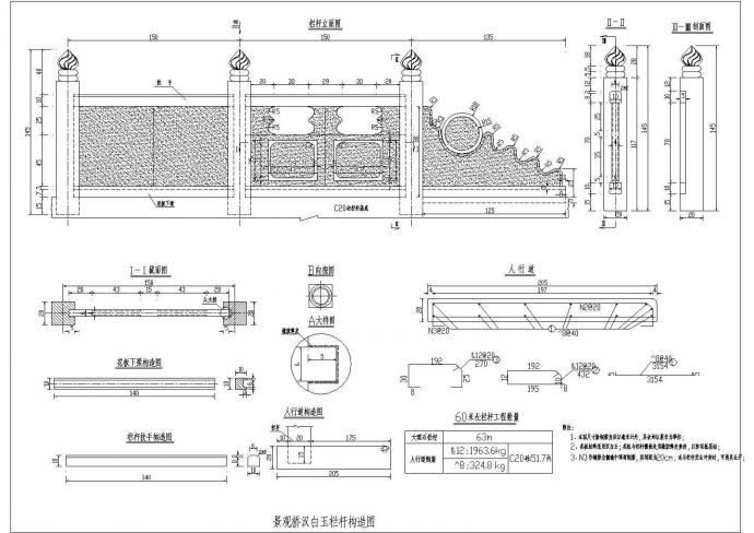 景观桥汉白玉栏杆设计构造图_图1