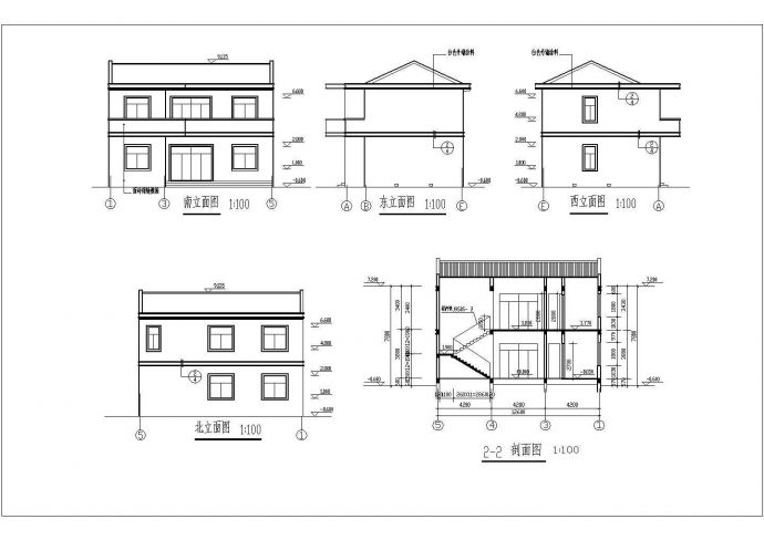 某设计院五套二层经典坡屋顶别墅建筑和结构施工图_图1