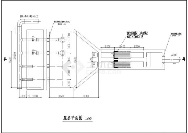 蚌埠市区污水处理中途管线泵站建筑施工图-图二