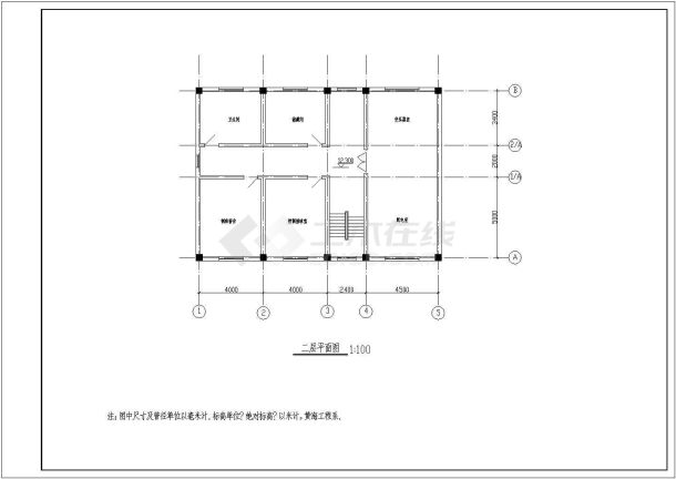 某工厂厂区内污水泵房建筑结构设计图-图二