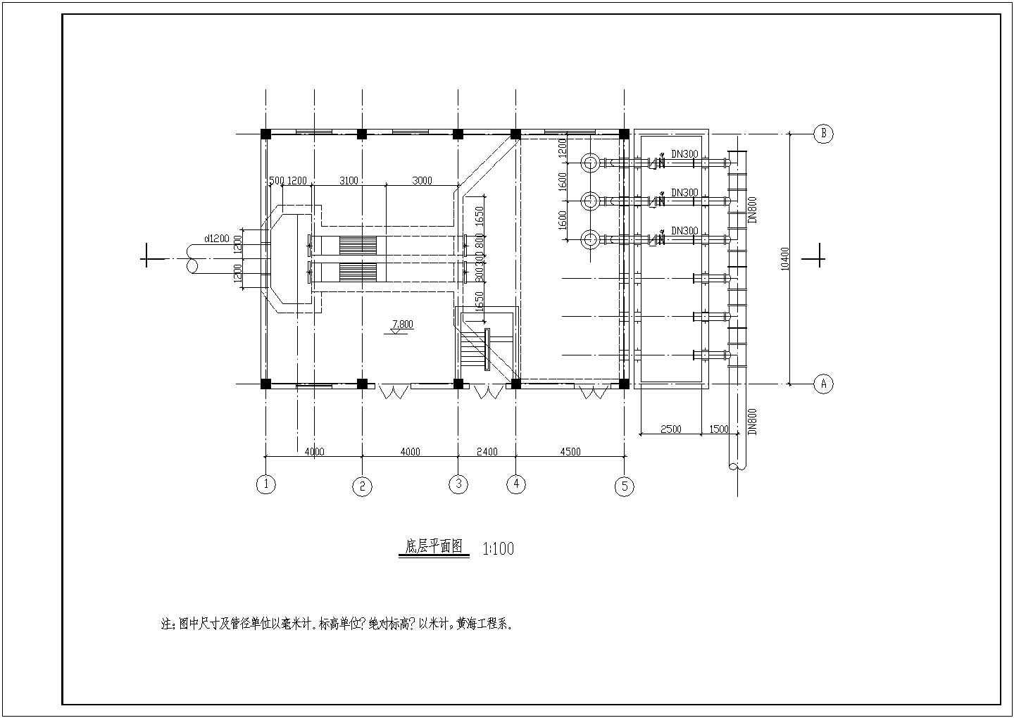 某工厂厂区内污水泵房建筑结构设计图