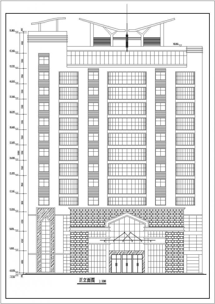 某地13层框架剪力墙结构酒店建筑方案设计图纸_图1