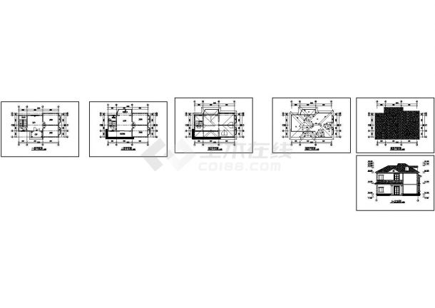 二层独栋别墅建筑施工图，共六张-图一
