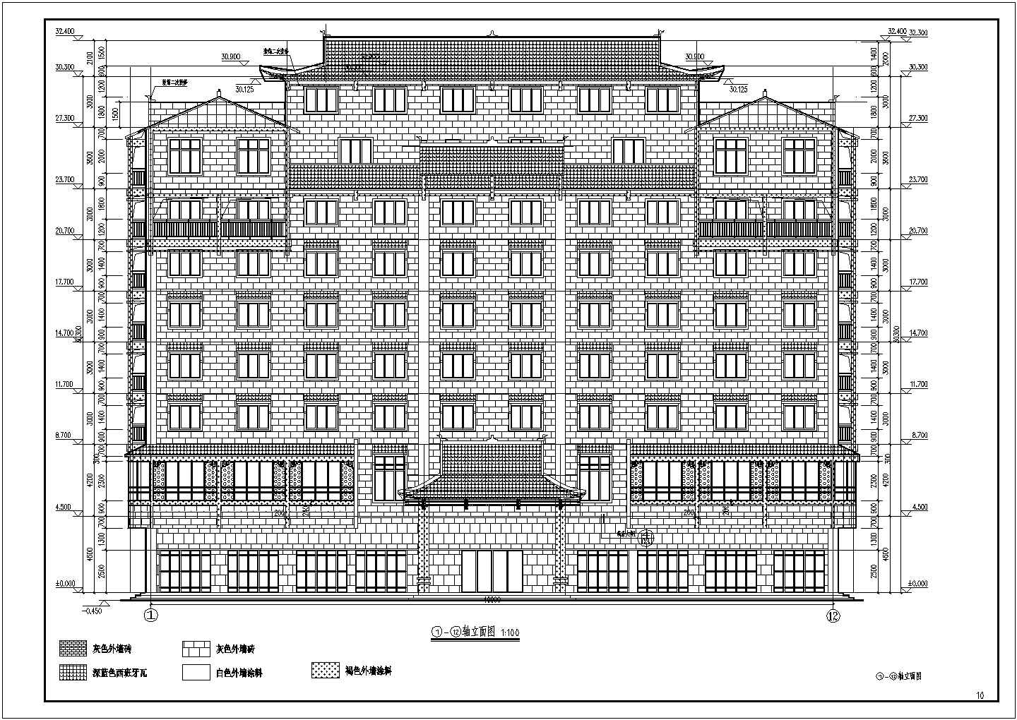 广西某八层框架结构宾馆建筑设计施工图