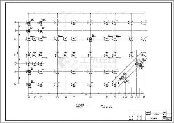 某两层框架结构小区菜场结构设计施工图纸-图一