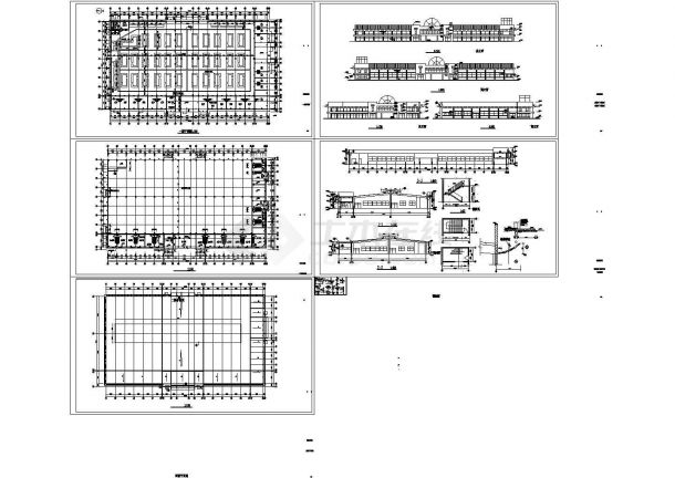 现代农贸市场全套施工设计cad图，共五张-图一