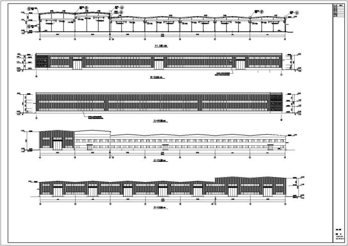 某厂区单层7连跨钢构厂房建筑设计施工图_图1
