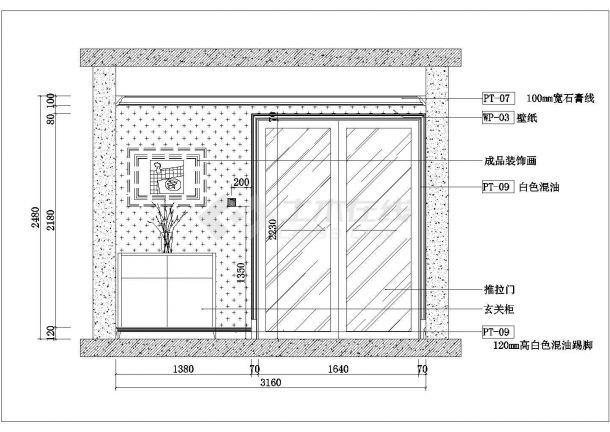 【山东】现代三居室样板间室内装修施工图-图二