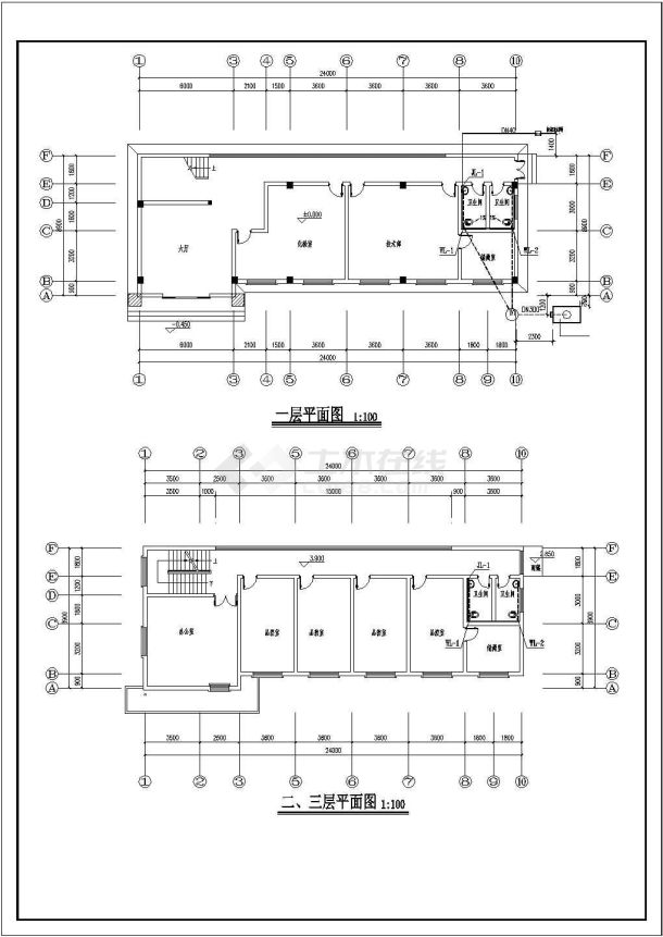 【湖南】饲料厂车间及科技综合楼给排水消防施工图-图一