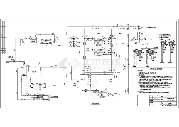 水源热泵机房平面布置及原理设计图纸-图一