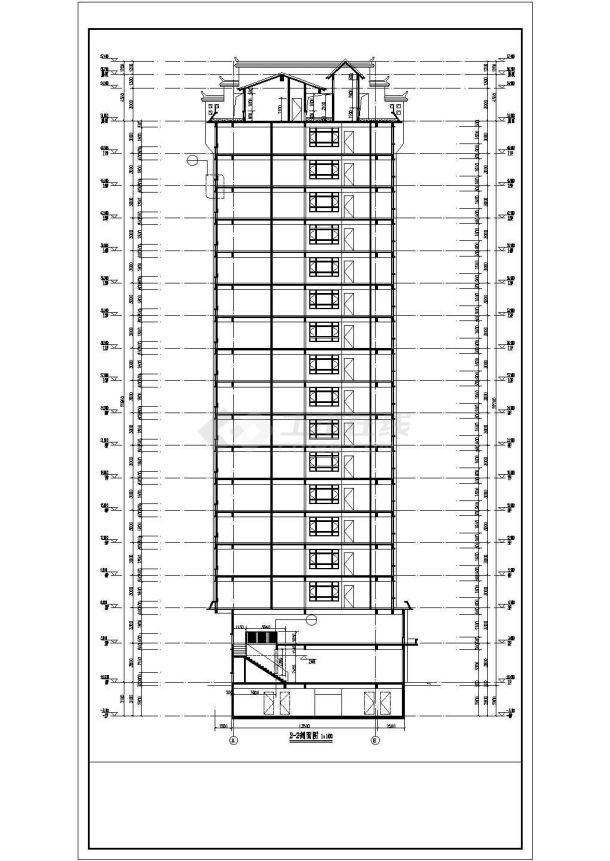 17层中式风格住宅楼及单体建筑设计施工图-图一