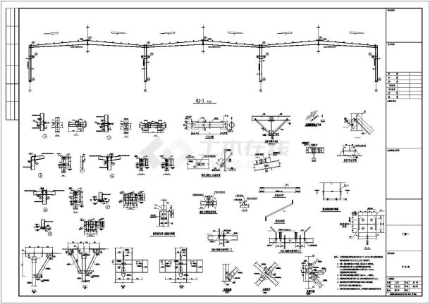 25米跨门式刚架结构机械公司厂房结构施工图-图二