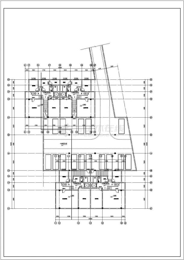 某3层框架结构双排别墅建筑设计施工图-图二