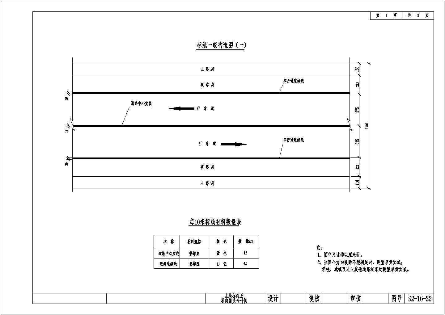 城市道路工程标线设计施工图（8张）