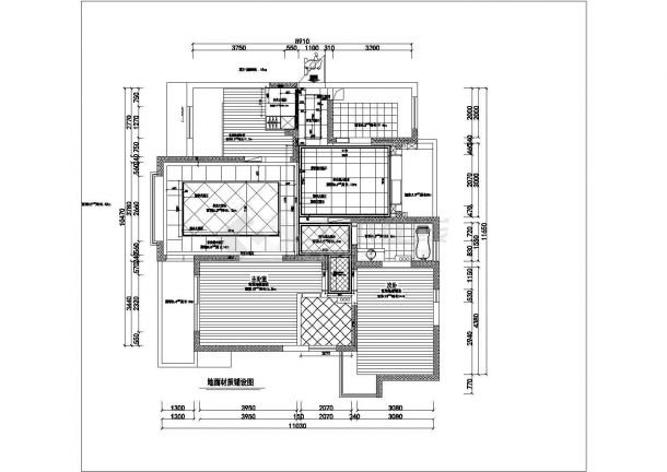 某地小区三室二厅住房装修设计施工图-图一