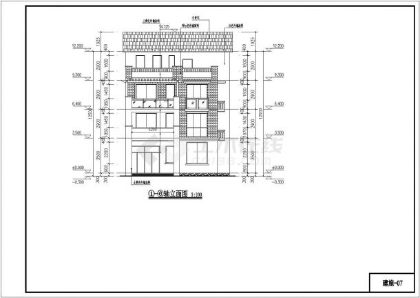 砌体三层半居民住宅建筑施工图（含效果图）-图一