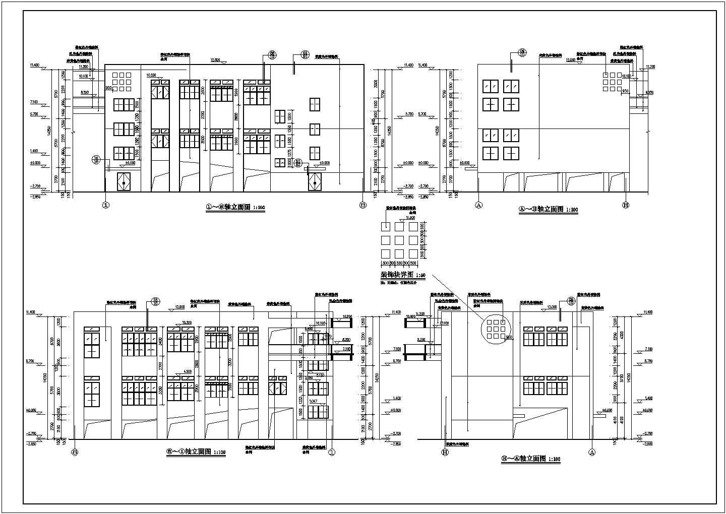 某学校3层楼框架结构阶梯教室建筑施工图