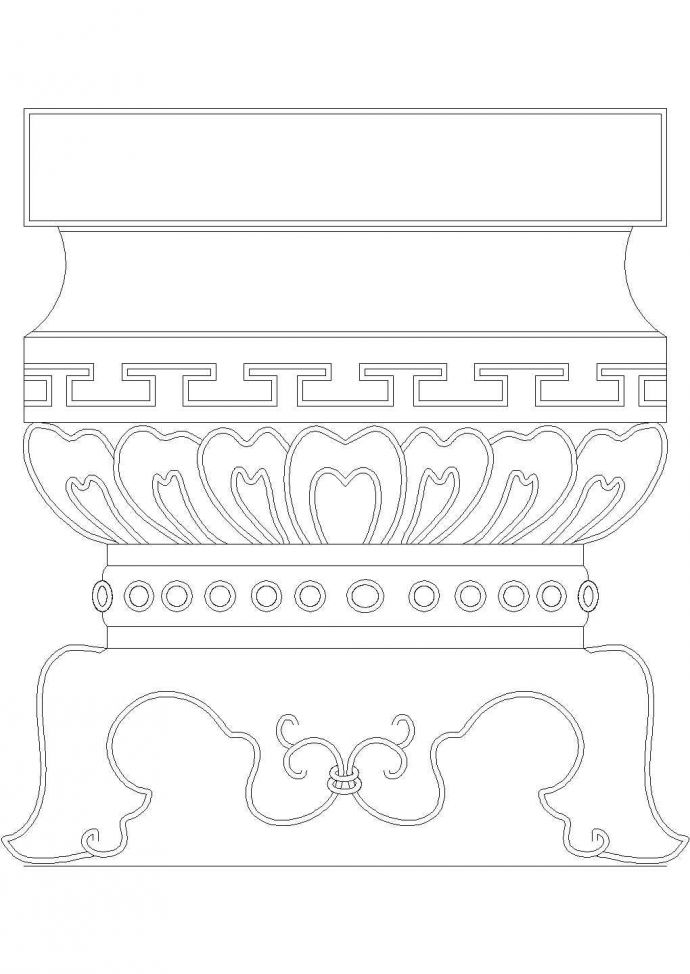 经典花纹中式柱建筑设计图块_图1