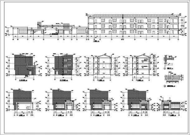 宜兴三层框架结构教学楼建筑设计施工图（带大门）-图二