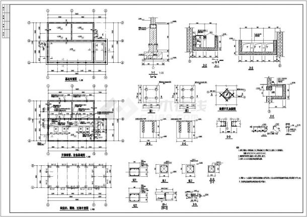 企业循环水泵房及水池建筑和结构施工图-图二