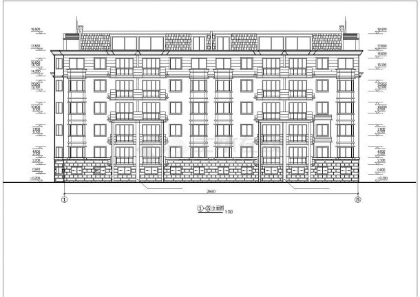 某单位五层员工宿舍住宅楼建筑施工图-图一