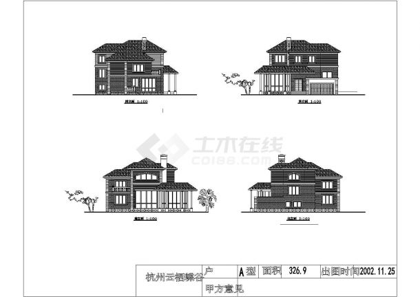 杭州三层砌体结构别墅建筑设计施工图-图一