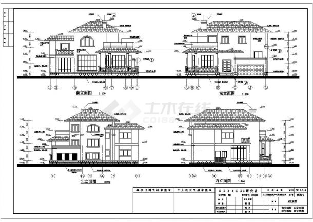 杭州三层砌体结构别墅建筑设计施工图-图二
