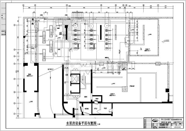 某市金碧花园砖混结构泵房给排水工程设计图-图一