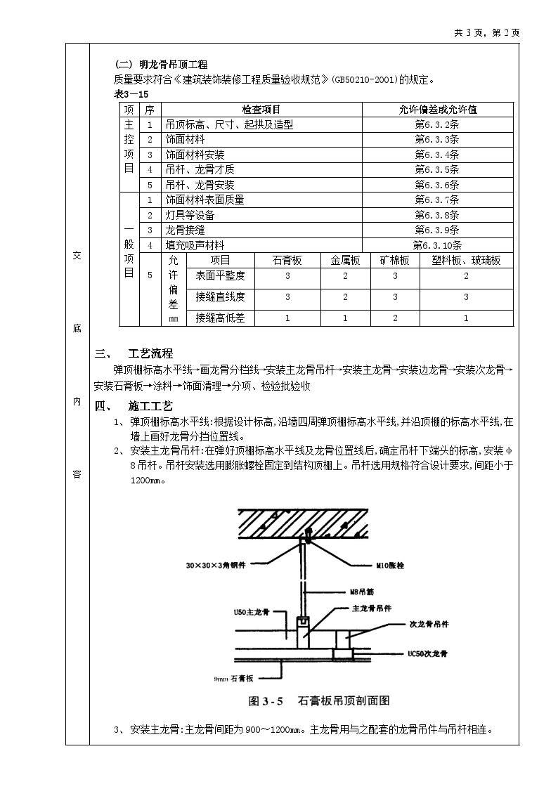 石膏板吊顶的工程技术交底-图二